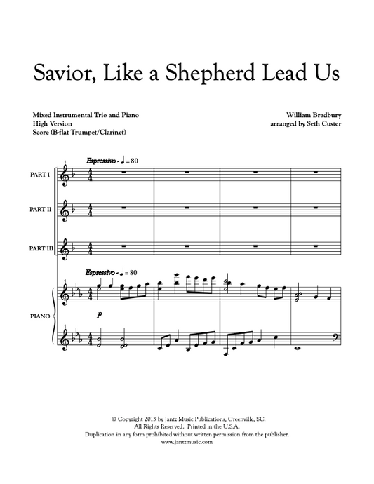 Savior, Like a Shepherd Lead Us- Clarinet Trio
