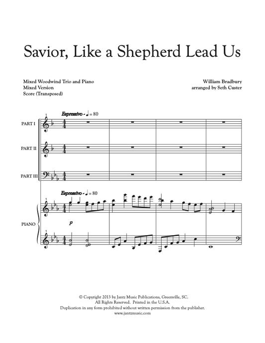 Savior, Like a Shepherd Lead Us- Mixed Woodwind Trio