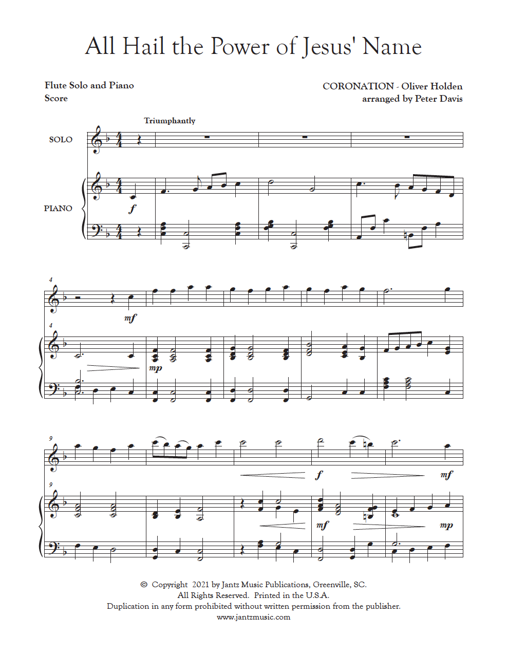 All Hail the Power of Jesus' Name - Flute Solo