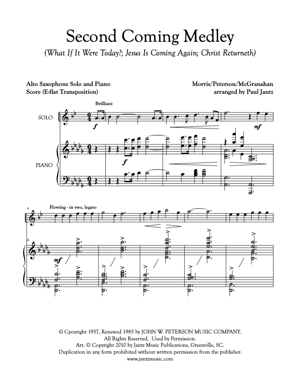 Second Coming Medley - Alto Saxophone Solo