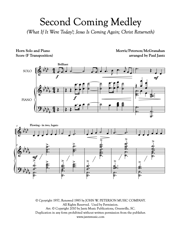 Second Coming Medley - Horn Solo