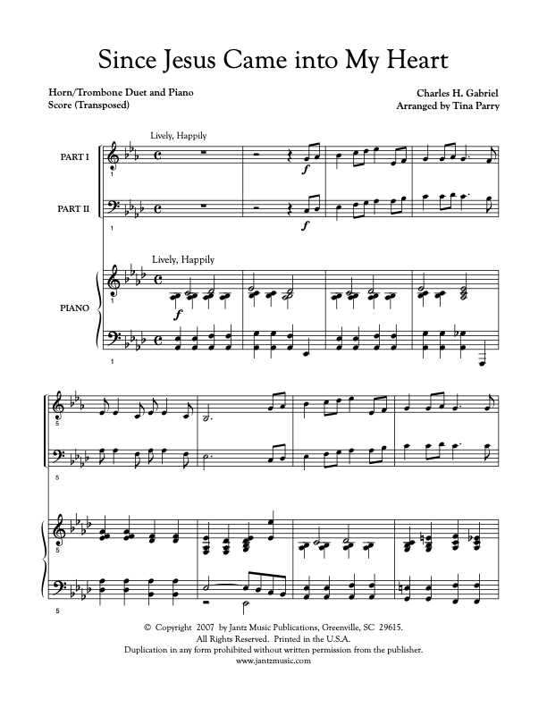 Since Jesus Came into My Heart - Horn/Trombone Duet