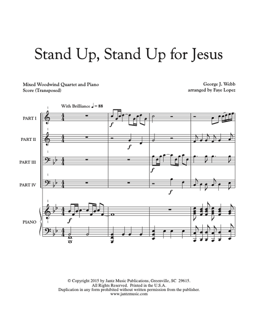Stand Up, Stand Up for Jesus - Mixed Woodwind Quartet w/ piano