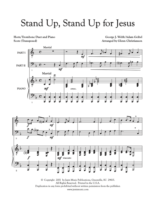 Stand Up, Stand Up for Jesus - Horn/Trombone Duet