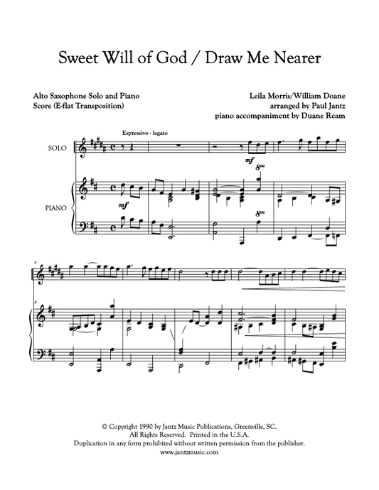 Sweet Will of God/Draw Me Nearer - Alto Saxophone Solo
