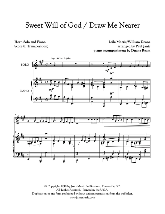 Sweet Will of God/Draw Me Nearer - Horn Solo