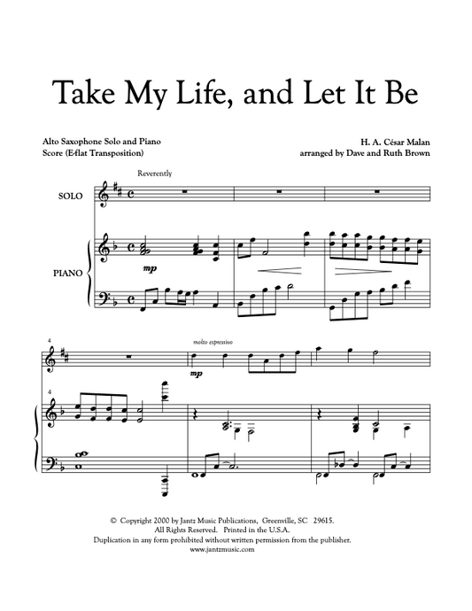 Take My Life, and Let It Be - Alto Saxophone Solo