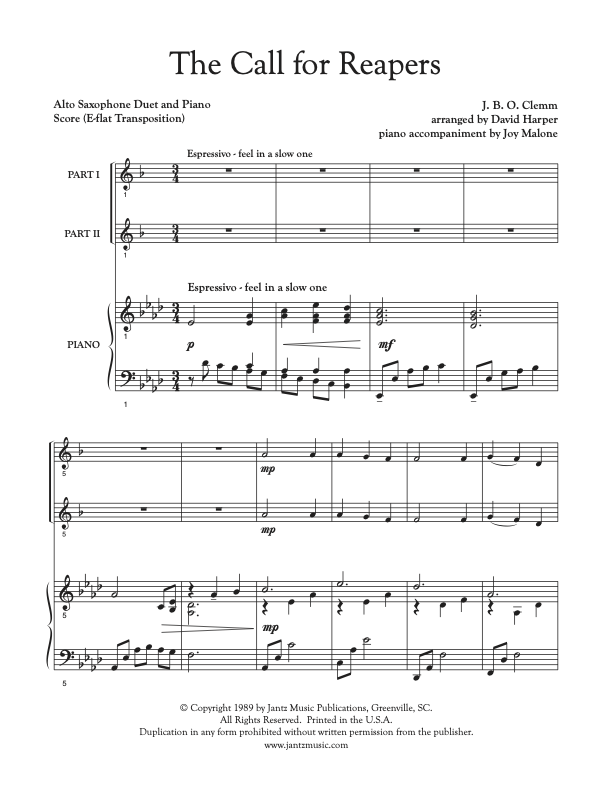 The Call for Reapers - Alto Saxophone Duet