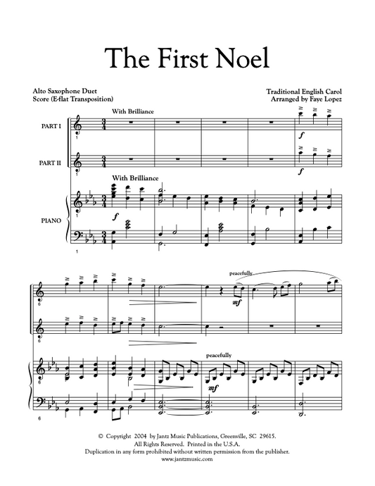The First Noel - Alto Saxophone Duet