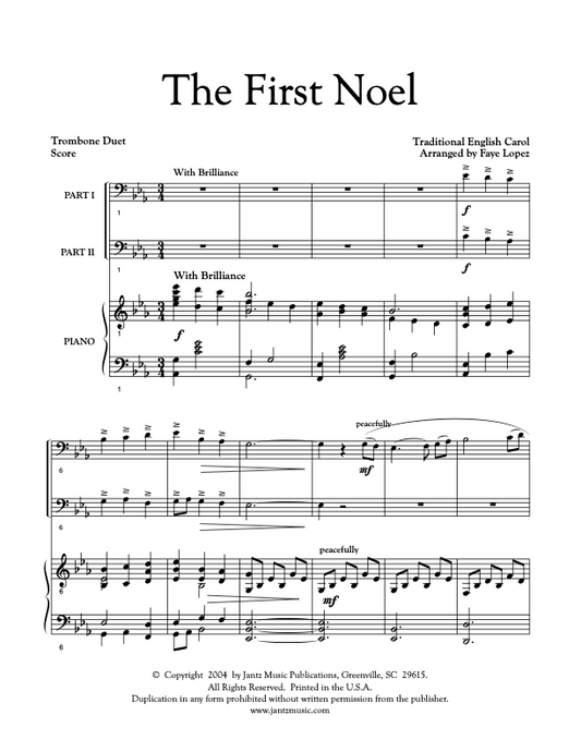 The First Noel - Trombone Duet