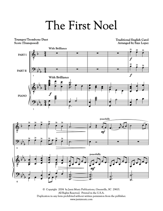 The First Noel - Trumpet/Trombone Duet