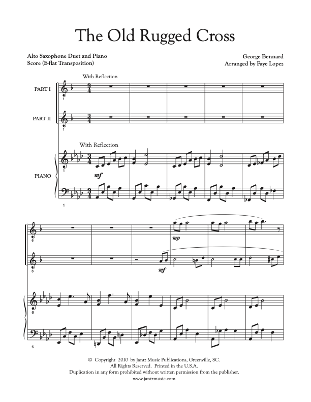 the-old-rugged-cross-alto-saxophone-duet-jantz-music-publications for Free Printable Alto Saxophone Sheet Music The Old Rugged Cross - Alto Saxophone Duet – Jantz Music Publications for Free Printable Alto Saxophone Sheet Music
