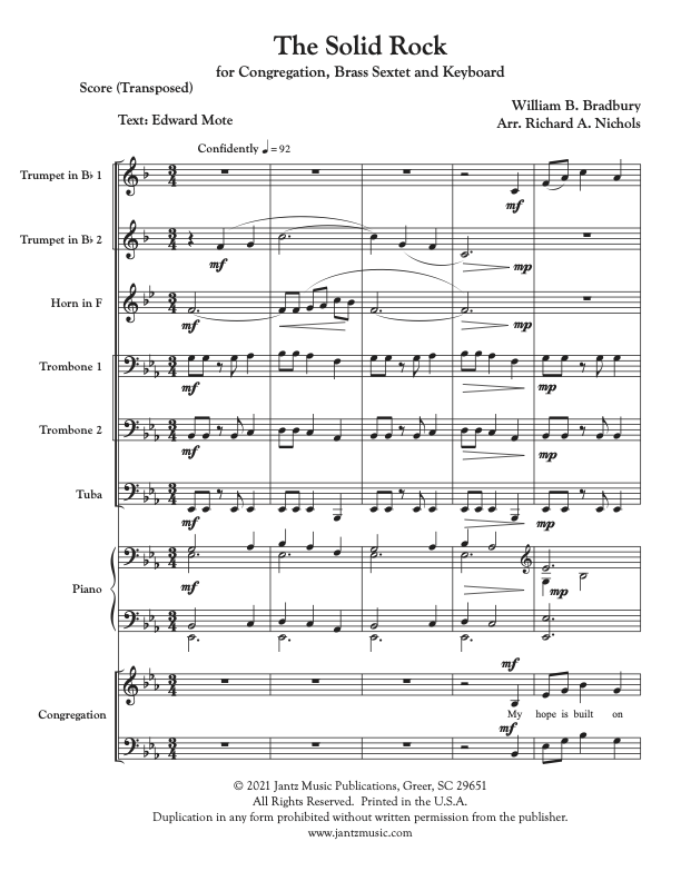 The Solid Rock - Mixed Brass Sextet w/ congregation & piano