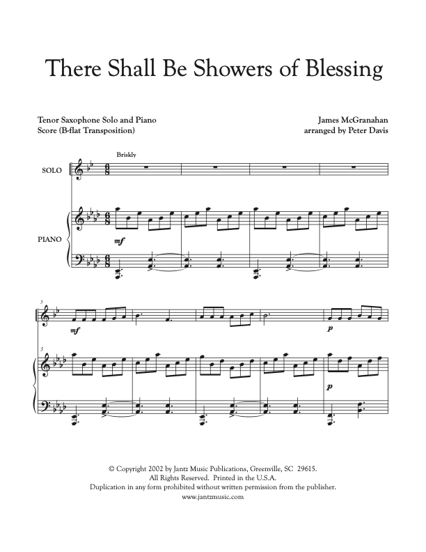 There Shall Be Showers of Blessings - Tenor Saxophone Solo