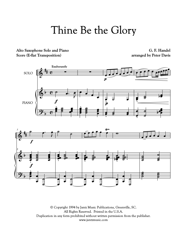 Thine Be the Glory - Alto Saxophone Solo