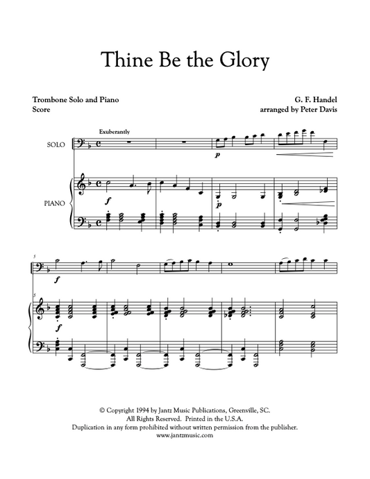 Thine Be the Glory - Trombone Solo