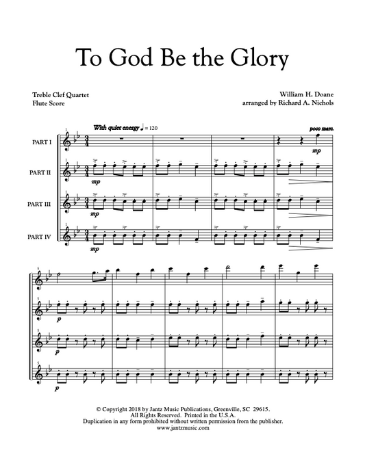 To God Be the Glory - Flute Quartet, unaccompanied