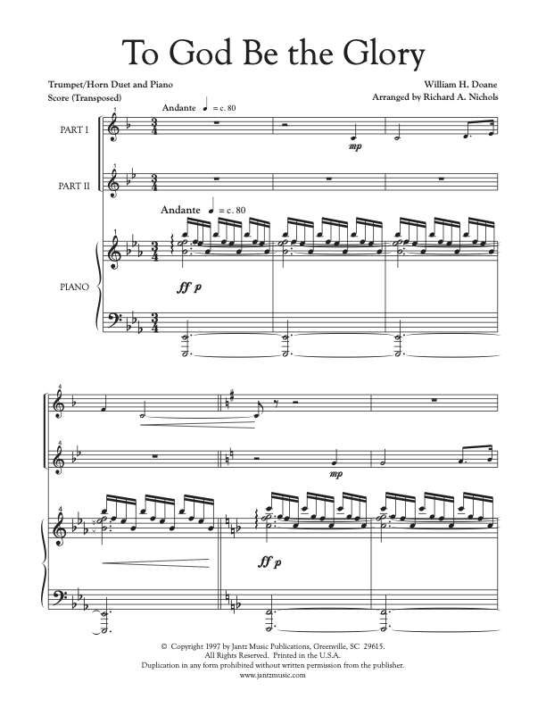 To God Be the Glory - Trumpet/Horn Duet