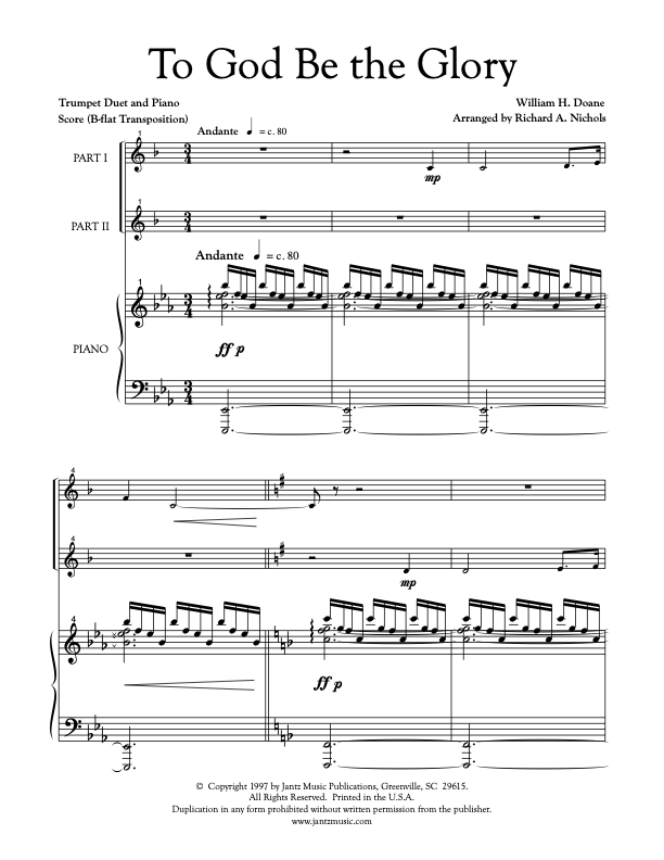 To God Be the Glory - Trumpet Duet