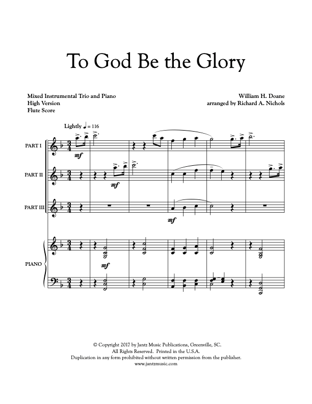 To God Be the Glory - Flute Trio