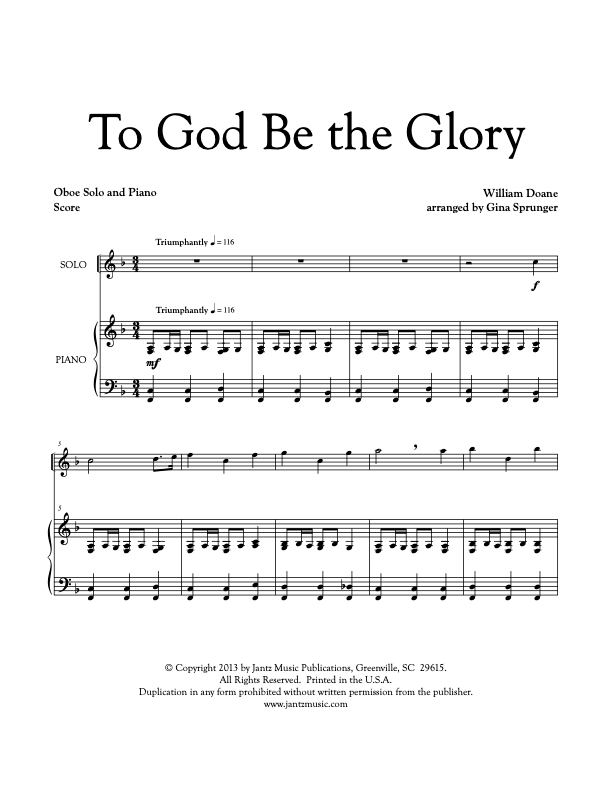 To God Be the Glory - Oboe Solo