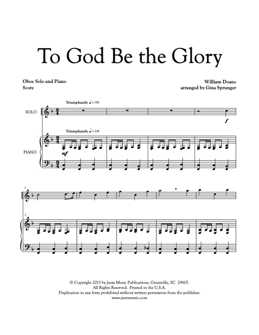 To God Be the Glory - Oboe Solo