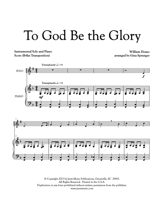 To God Be the Glory - Trumpet Solo