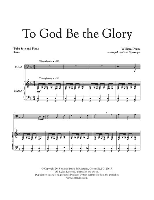 To God Be the Glory - Tuba Solo