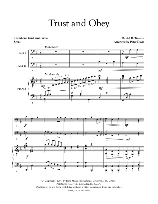 Trust and Obey - Trombone Duet