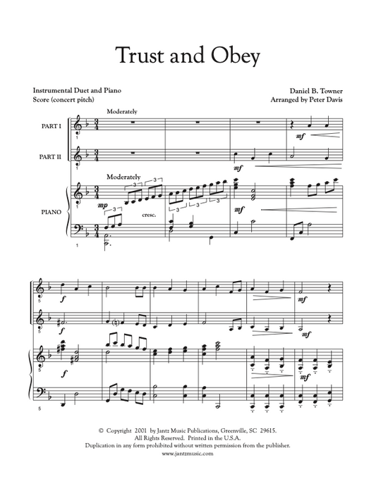 Trust and Obey - Combined Set of All Duet Instrument Options