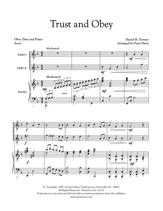Trust and Obey - Oboe Duet