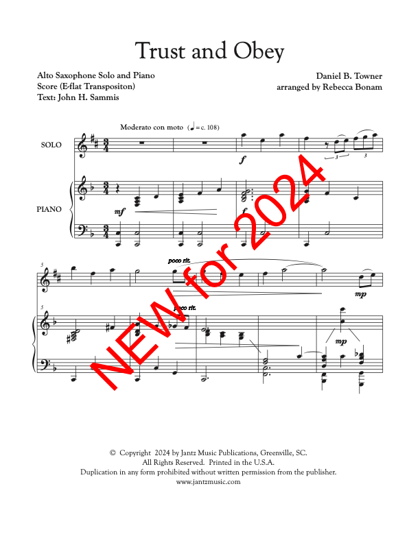 Trust and Obey - Alto Saxophone Solo