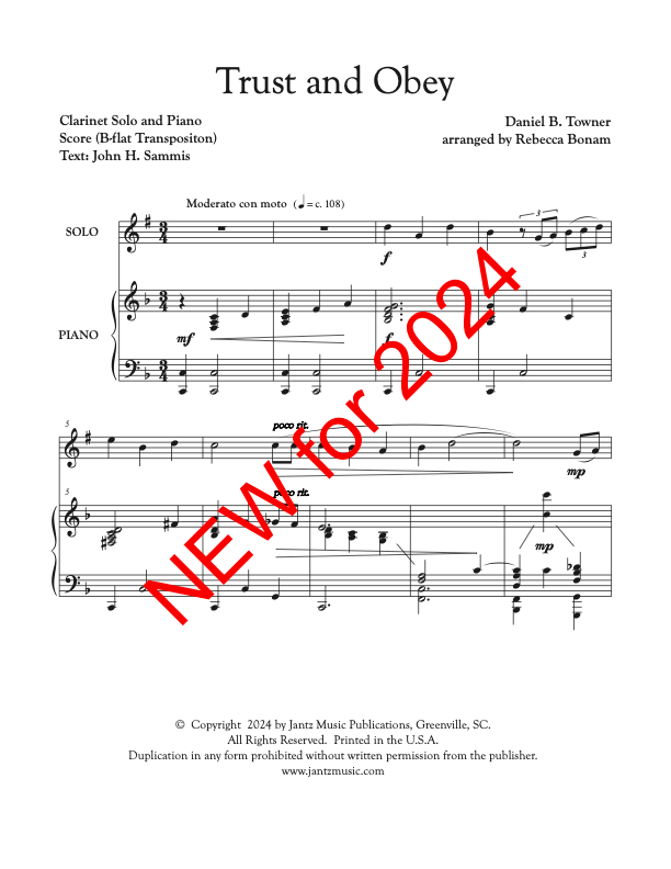 Trust and Obey - Clarinet Solo