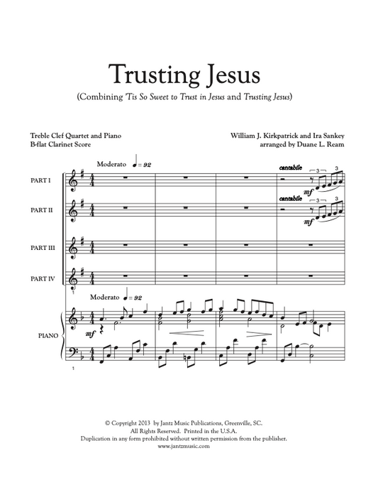 Trusting Jesus - Clarinet Quartet