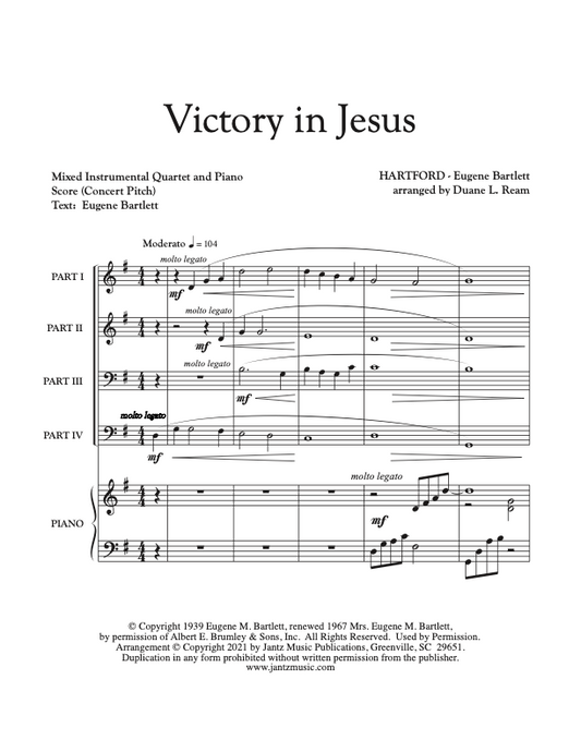 Victory in Jesus - Combined Set of Both Mixed Quartet Versions w/ piano