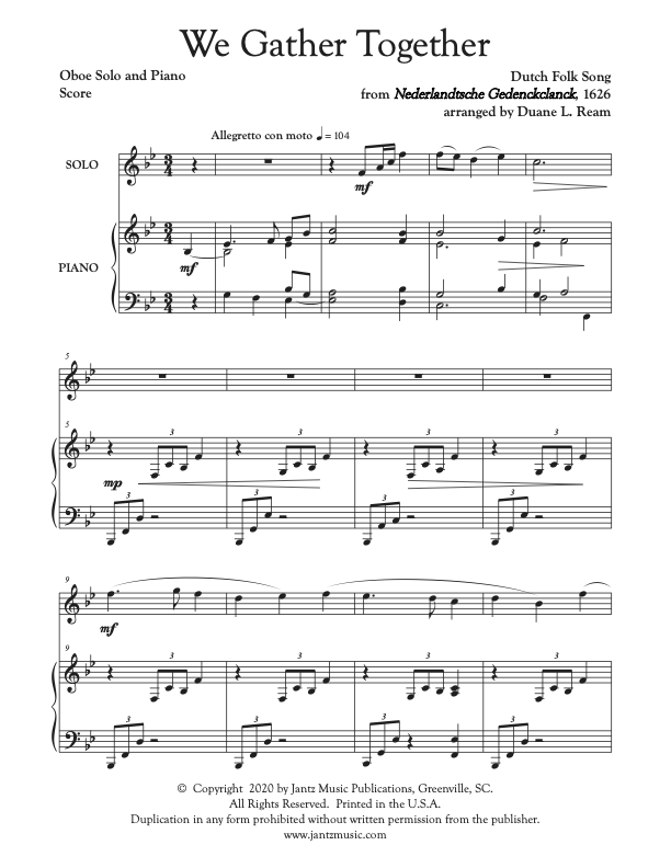 We Gather Together - Oboe Solo