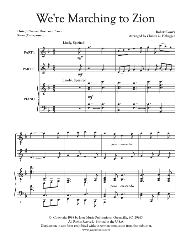 We're Marching to Zion - Flute/Clarinet Duet