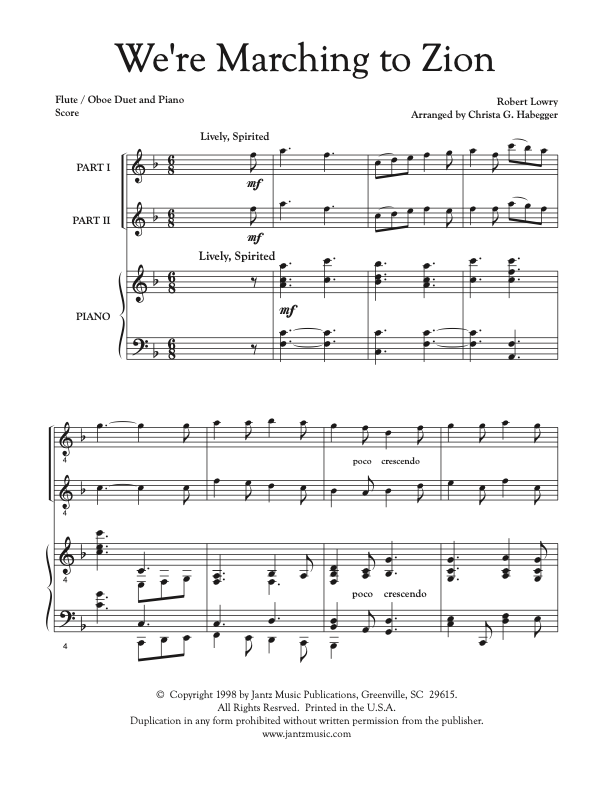 We're Marching to Zion - Flute/Oboe Duet