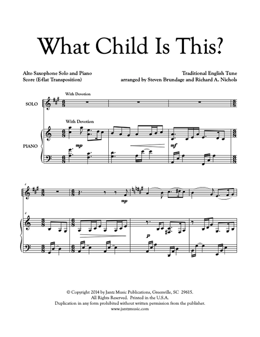 What Child Is This? - Alto Saxophone Solo