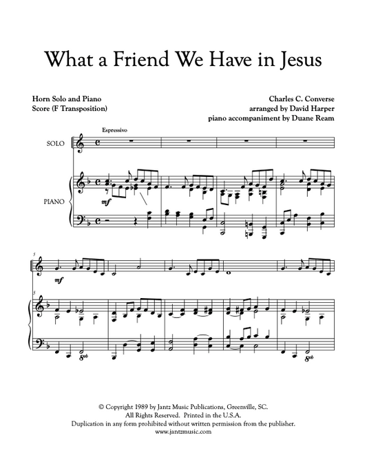 What a Friend We Have in Jesus - Horn Solo