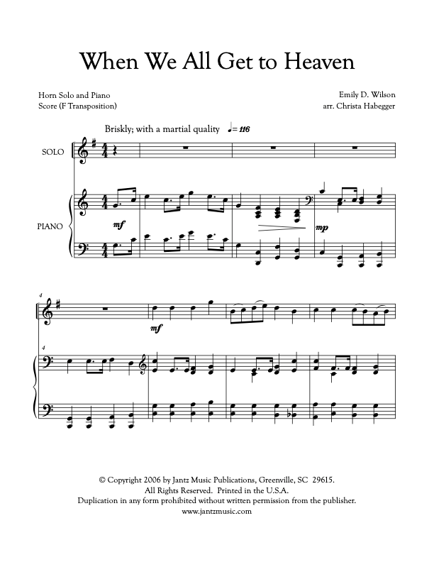 When We All Get to Heaven - Horn Solo
