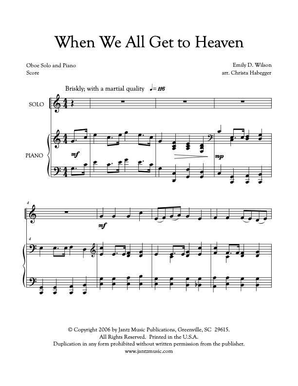 When We All Get to Heaven - Oboe Solo