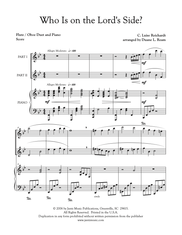Who Is on the Lord's Side - Flute/Oboe Duet