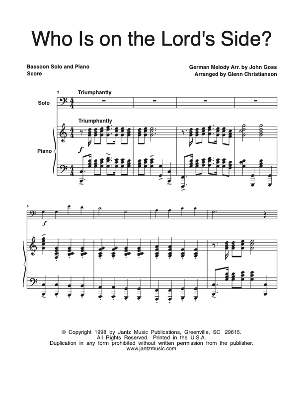 Who Is on the Lord's Side - Bassoon Solo