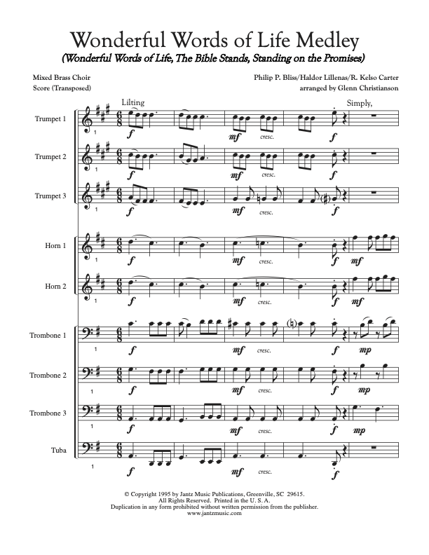 Wonderful Words of Life Medley - Mixed Brass Choir (323.01)