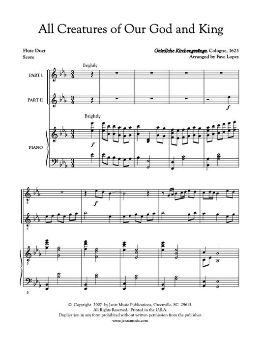All Creatures of Our God and King - Flute/Clarinet Duet