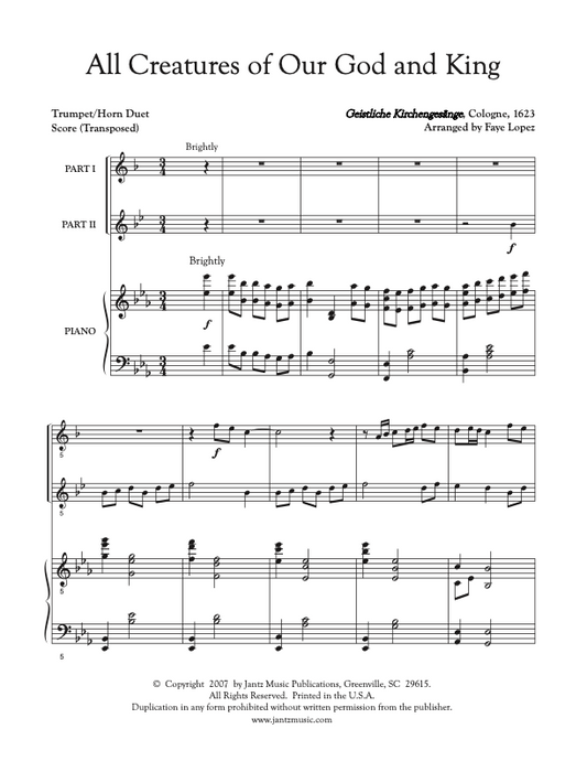All Creatures of Our God and King - Trumpet/Horn Duet