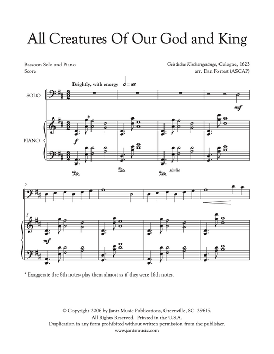 All Creatures of Our God and King - Bassoon Solo
