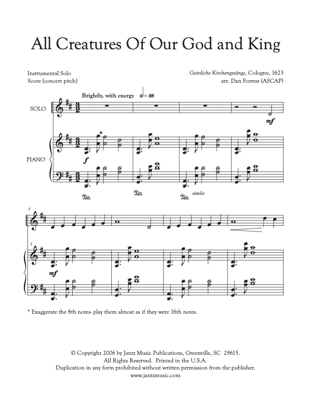 All Creatures of Our God and King - Combined Set of All Solo Instrument Options