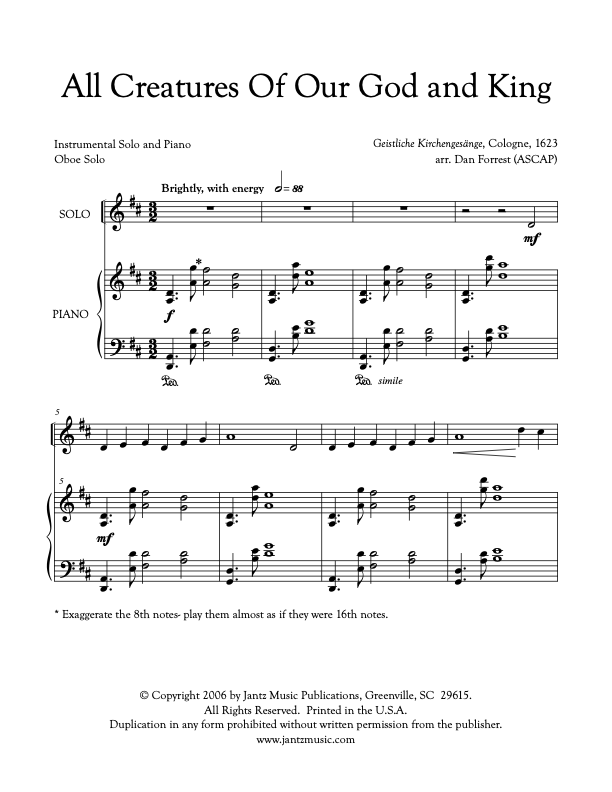 All Creatures of Our God and King - Oboe Solo